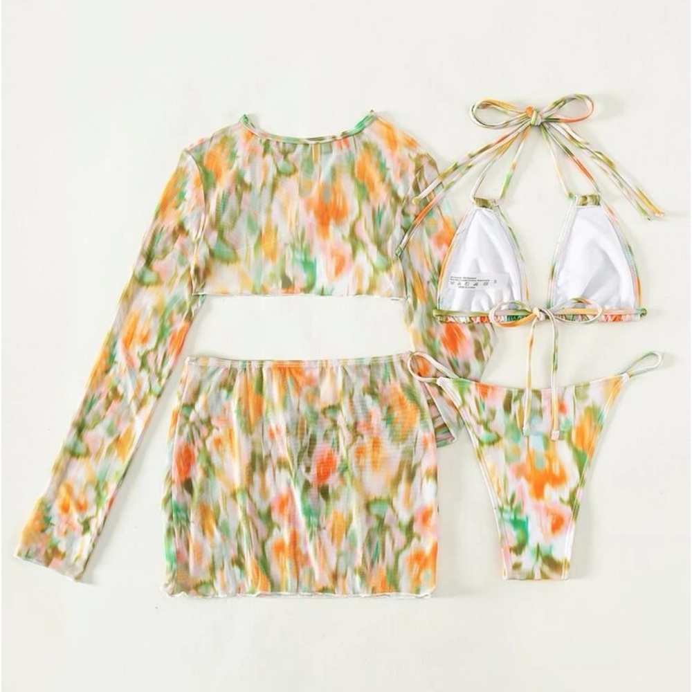 tie dye bikini set w/ top + skirt cover up